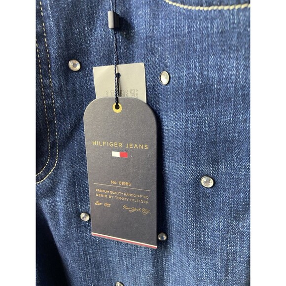 NWT Tommy Hilfiger Jeans Womens Size 16 Blue Rhinestone Bedazzled Tribeca Skinny - Picture 3 of 9